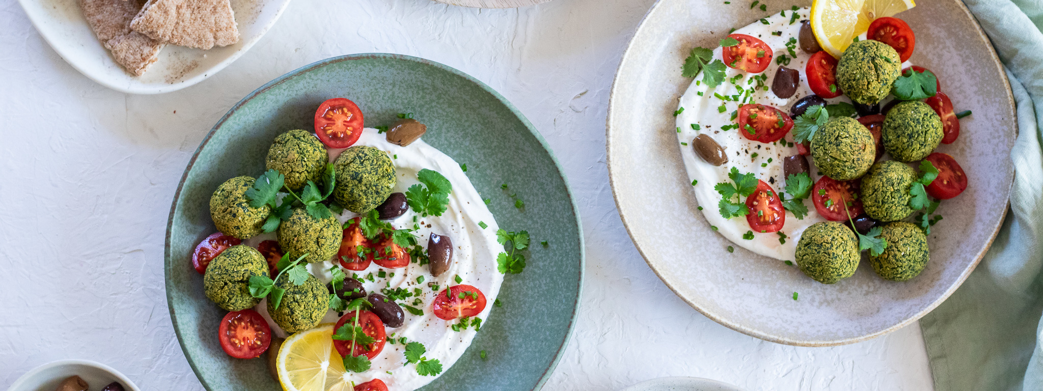 Špenátový falafel s feta krémem